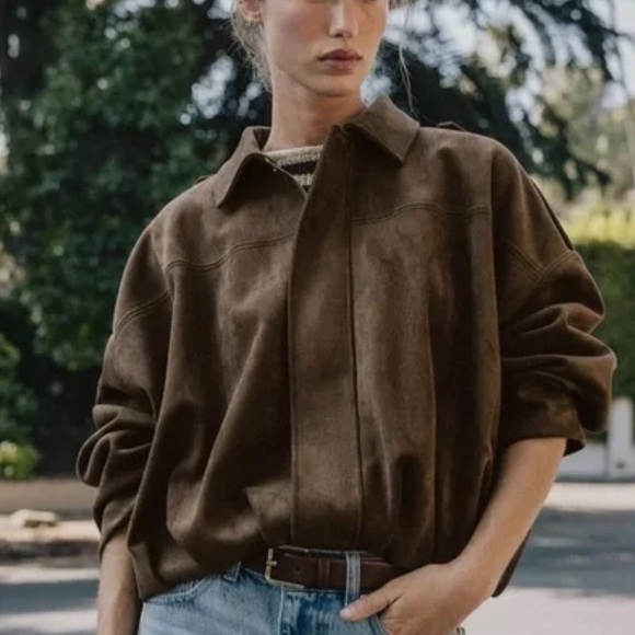 Zara Jackets & Blazers - Zara NWT suede effect bomber jacket brown 4344/655